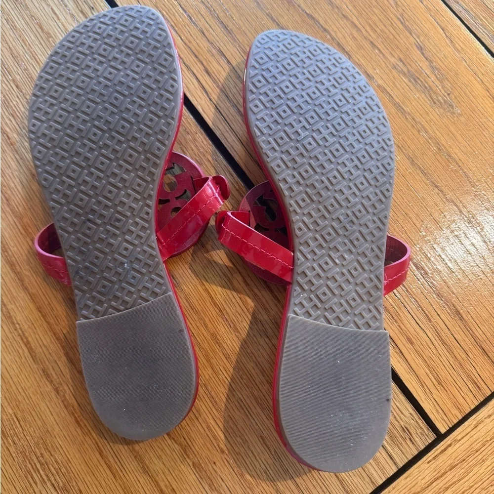 Tory Burch ruby red rainbow Miller sandals  limited edition , size 8.5 excellent